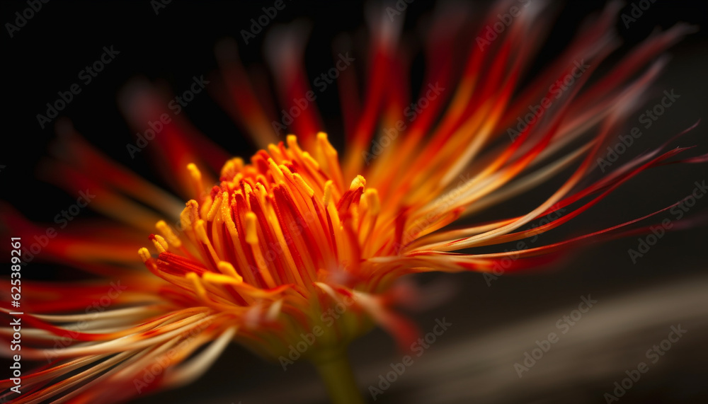 Vibrant multi colored gerbera daisy, extreme close up, soft focus generated by AI