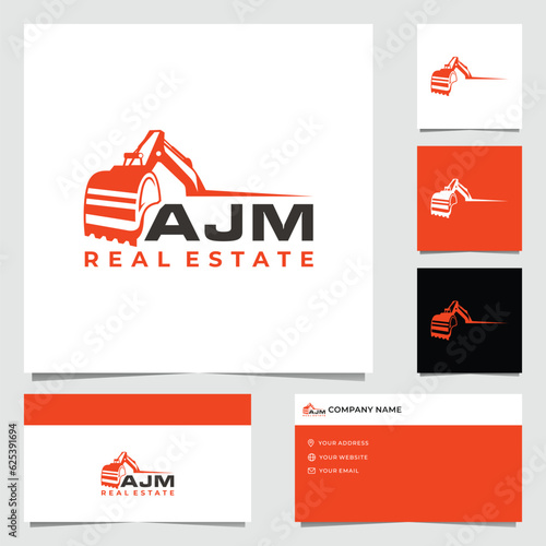 Modern Excavator Construction Logo Design