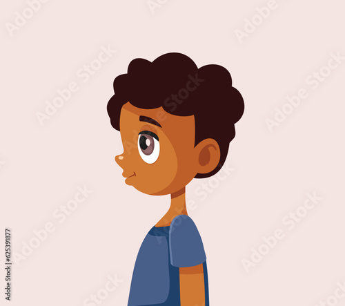 Profile of a Child of African Ethnicity Vector Avatar Illustration.Portrait of a happy child from a side view
