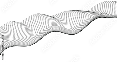 curved wavy lines tech futuristic motion background. Abstract wave element for design. Wave with lines created using blend tool. Curved wavy line png