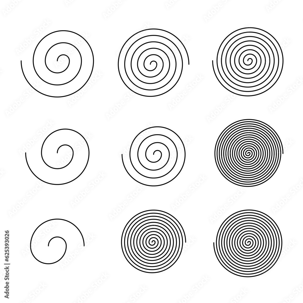 various editable spiral stroke collection - obrazy, fototapety, plakaty 