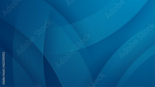 Abstract glowing circle lines on dark blue background. Geometric stripe line art design. Modern shiny blue lines. Futuristic technology concept. Horizontal banner template. Vector illustration