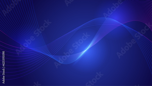 Abstract shiny arrow lines on dark blue background. Modern blue geometric line arrow pattern graphic design. Futuristic technology concept. Horizontal banner template. Vector illustration
