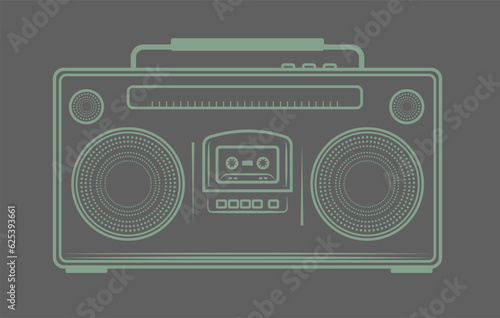 Tape Record Player in Vintage Style. Design for Poster, Card, Sticker, Print and Textile.