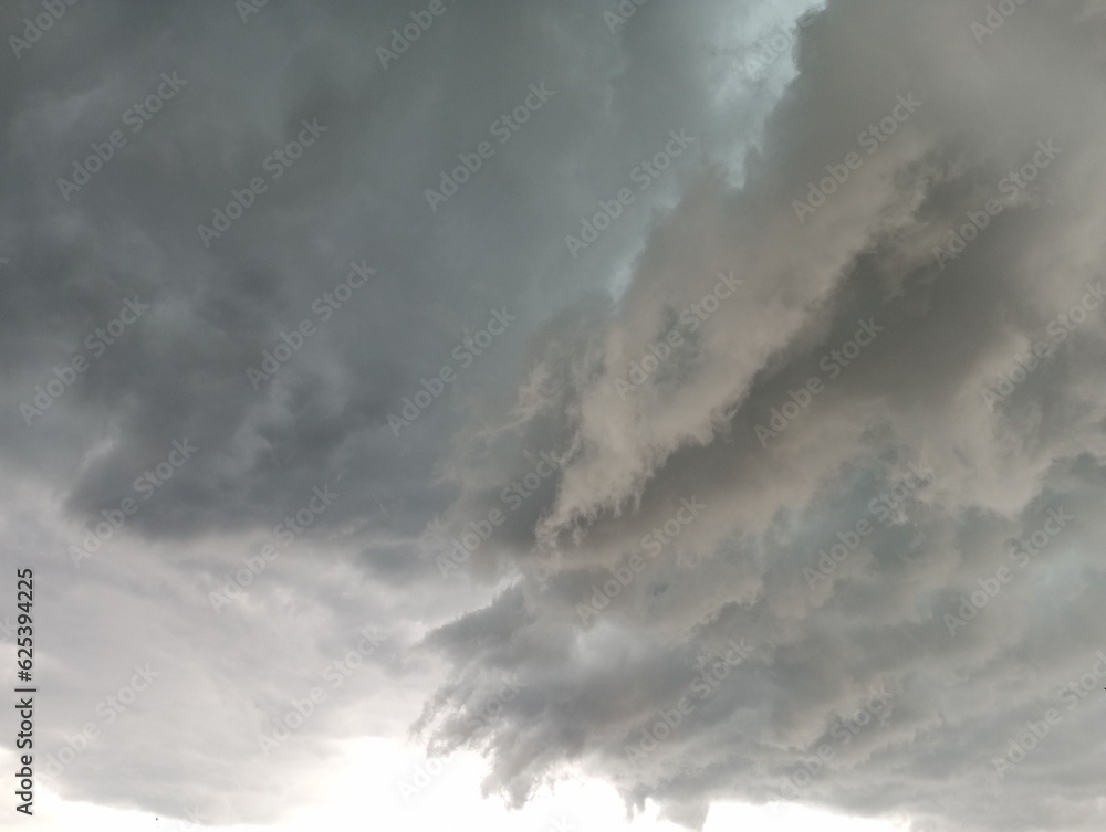 Layers of storm clouds moments before a severe thunderstorm. Aggressive clouds in the sky. Gray threatening clouds. Layers of storm clouds moments before a severe thunderstorm. Aggressive clouds in the sky. Gray threatening clouds.