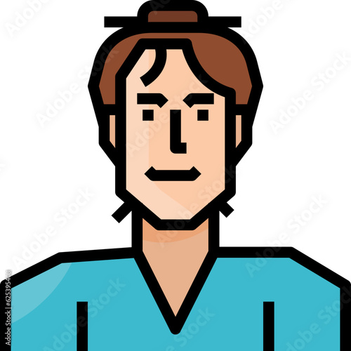 Caucasian man. Filled outline icon design