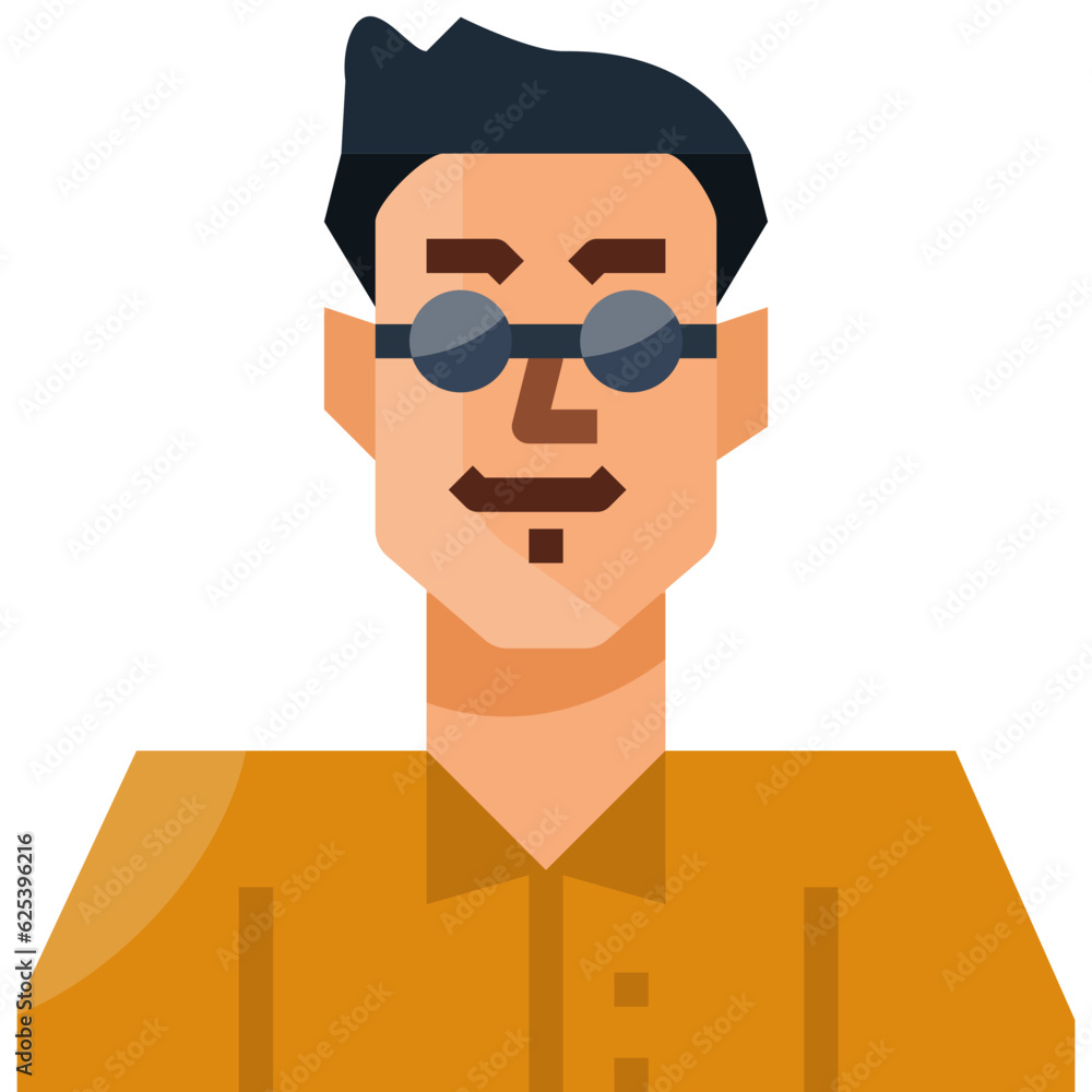 Asian young man .flat icon design
