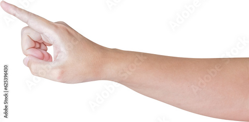 man hand touching or pointing to something isolated on white background