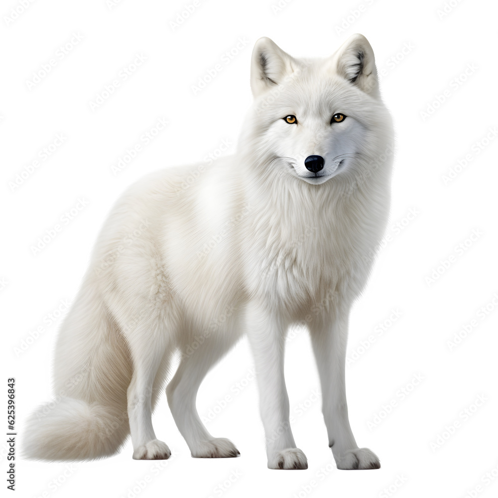 White wolf isolated on white png transparent background