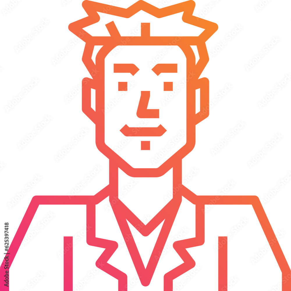 Asian young man. outline icon design Asian young man. outline icon design