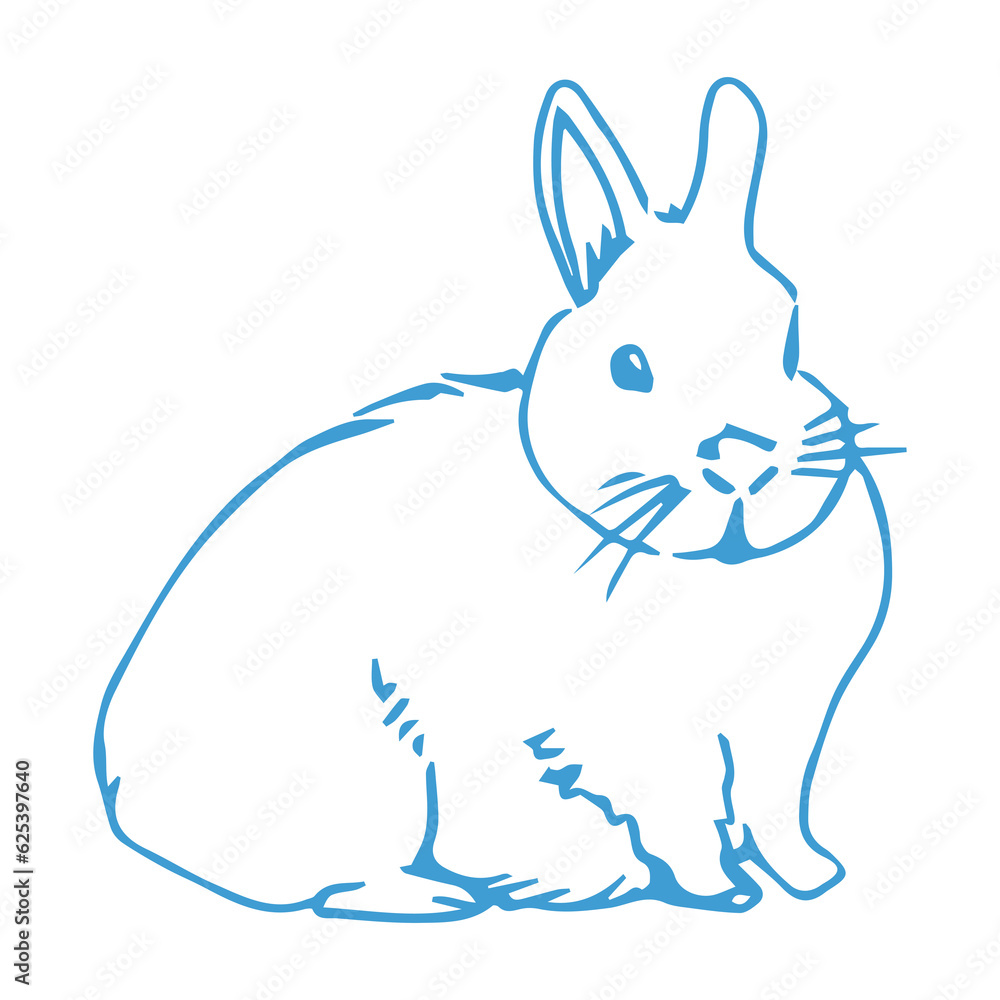 Fototapeta premium Digital png illustration of blue rabbit on transparent background