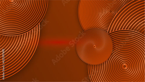 Abstract luxury glowing lines curved overlapping on orange background. Template premium award design