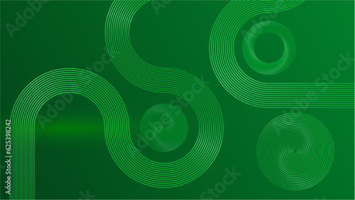 Abstract luxury glowing lines curved overlapping on green background. Template premium award design
