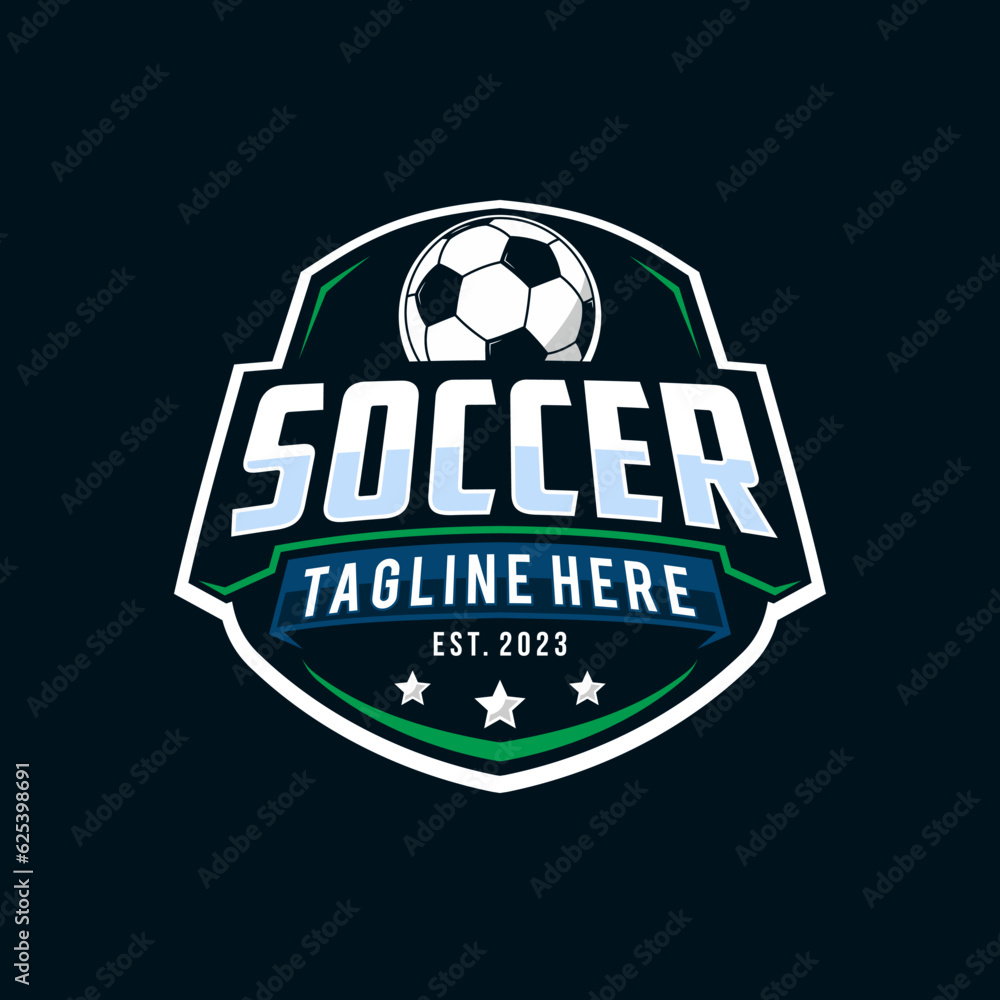 Soccer Logo or football club sign Badge. Football logo with shield background vector design Soccer Logo or football club sign Badge. Football logo with shield background vector design