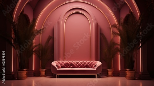 Empty Sofa on Luxury Living Room  Interior Design Concept. Generative Ai