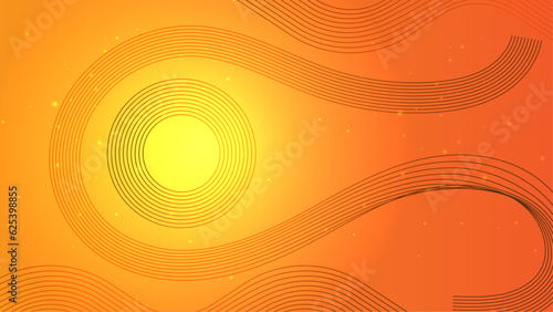 Orange line wave particles abstract vector for business, banner website, brochure and flyer background with copy space.