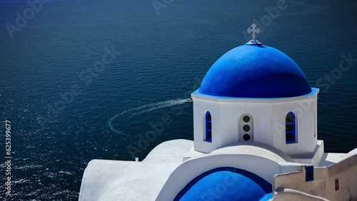 Blue Domed Church. Santorini, Greece.