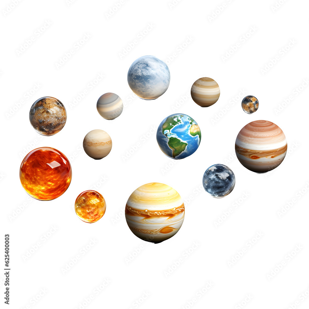 3d render of a set of planets without background 3d render of a set of planets without background