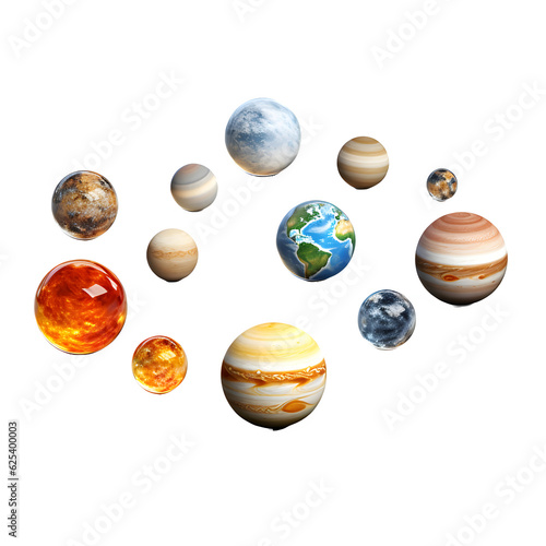 Fototapeta Naklejka Na Ścianę i Meble -  3d render of a set of planets without background 