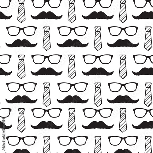 Digital png illustration of glasses, moustache and tie icons on transparent background