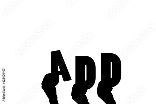 Digital png illustration of hands with add text on transparent background