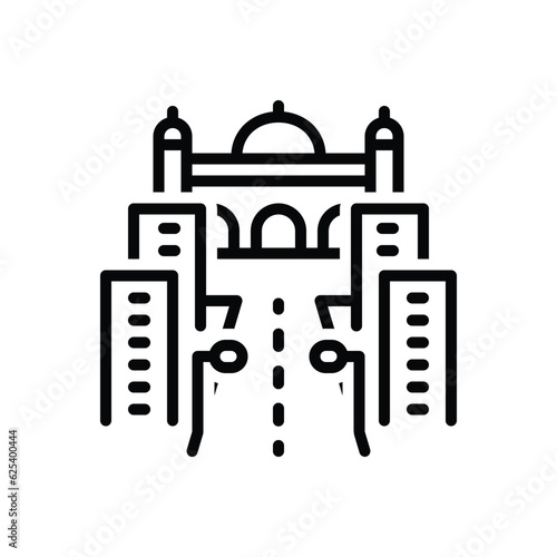 Black line icon for avenue 