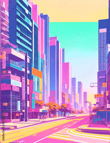 Illustration of a building in the style of City Pop Style 2  generative ai 