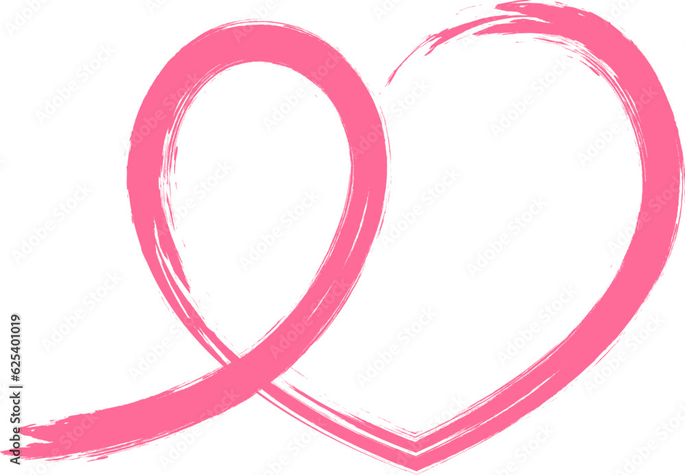 Pink ribbon line art brush style in heart shape. Breast Cancer Awareness Month Campaign. Icon design for poster, banner, t-shirt. Pink ribbon line art brush style in heart shape. Breast Cancer Awareness Month Campaign. Icon design for poster, banner, t-shirt.