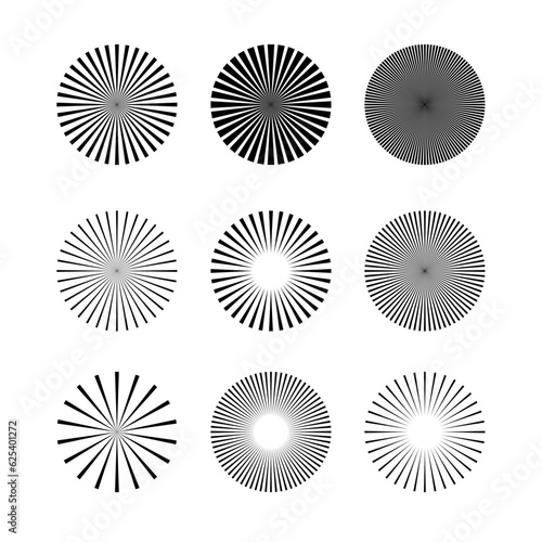 various radial sunburst shape collection