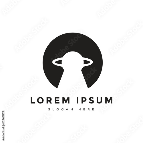 ufo technology galaxy mystery astronomy cosmos logo design vector graphic illustration