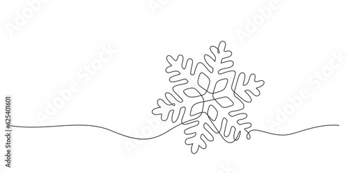 snowflake continuous line drawing in silhouette linear shape christmas and winter concept illustration