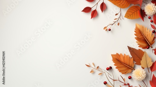 Happy Thanksgiving Background, Autumn Elements Composition. Generative Ai