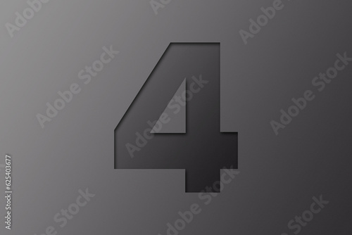Black and gray paper, paper font style, number 4