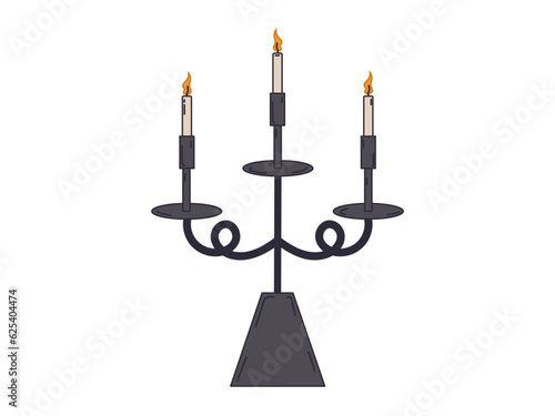Halloween candles isolated on a white background. Clip art. Halloween symbol. Candlestick. Retro style.