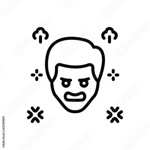 Black line icon for angry 