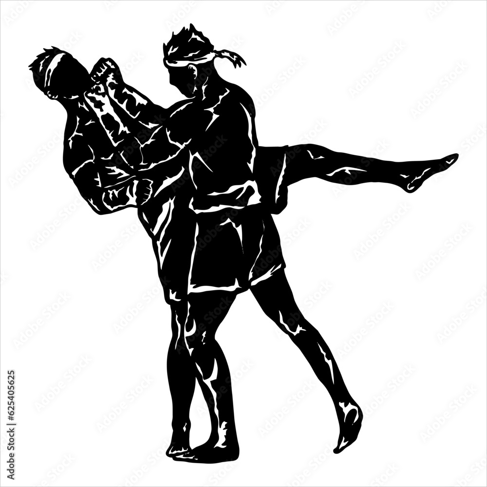 illustration of muay thai logo vector silhouette illustration of muay thai logo vector silhouette