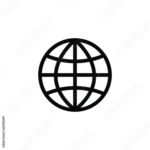 simple global icon  flet icon global line art black