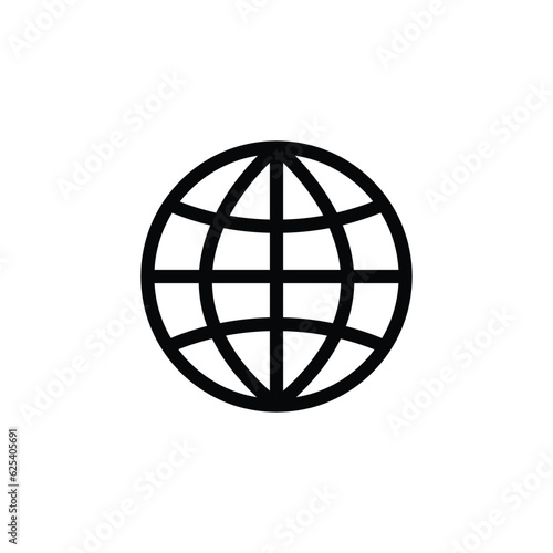 simple global icon, flet icon global line art black