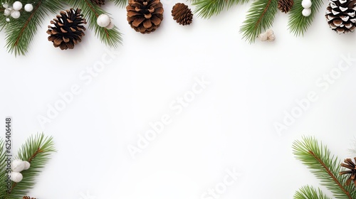 Christmas Evergreen Border: Fir and Pine Cone Decor