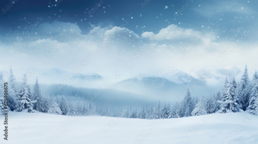 Snowy Wonderland Vista: Panoramic Winter Background