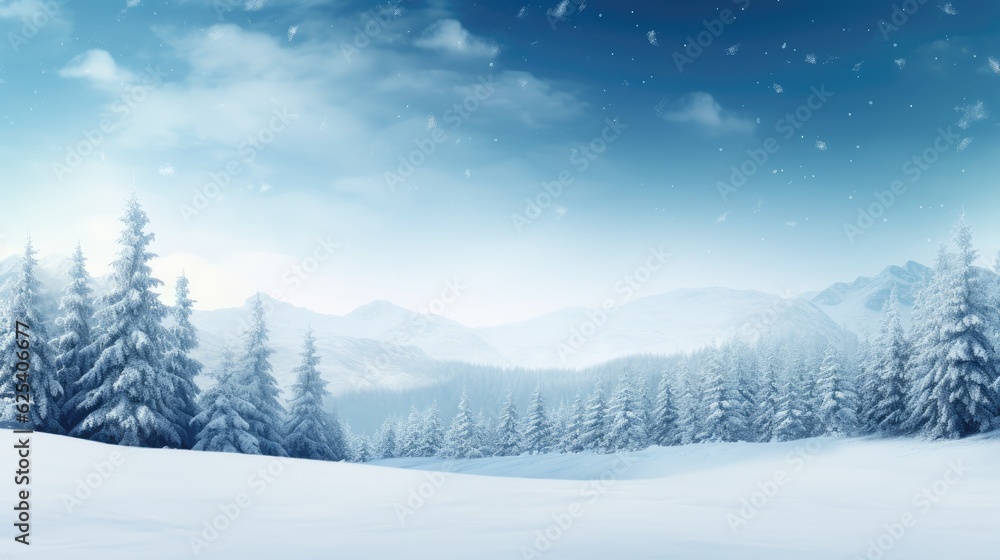 Empty panoramic winter background with copy space