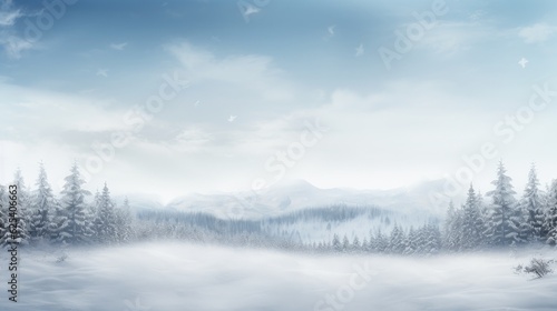 Majestic Winter Panorama: Empty Snowy Background © indeep