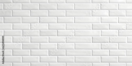 White Light Brick Subway Tiles | Ceramic Wall Texture for Wide Tile Background Banner Panorama | Seamless Pattern