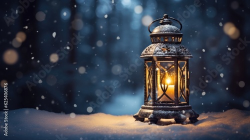 Vintage Christmas Lantern: Magic Winter Night