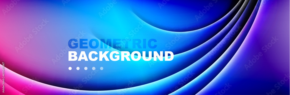 Wavy lines, technology digital template with shadows and lights on gradient background. Trendy simple fluid color gradient abstract background with dynamic wave shadow lines effect