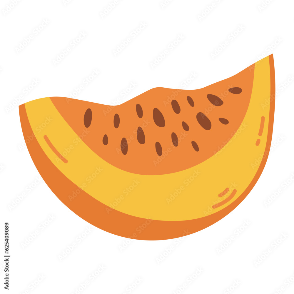 Orange ripe pumpkin slice with seeds Orange ripe pumpkin slice with seeds