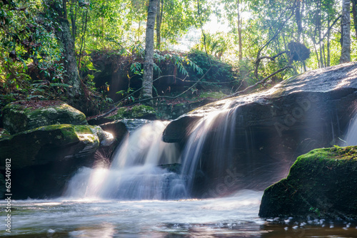 Waterfall at Phu Kradueng national park  Loei Thailand  beautiful landscape of waterfalls in rainforest