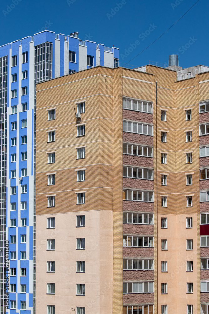 Multi-storey modern architecture of a residential building.