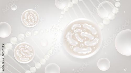 Probiotic and Hyaluronic acid skin solutions ad, white collagen, and vitamin serum drops with cosmetic advertising background ready to use illustration vector.