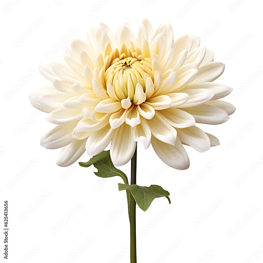 Yellow chrysanthemum flower isolated on white png transparent background